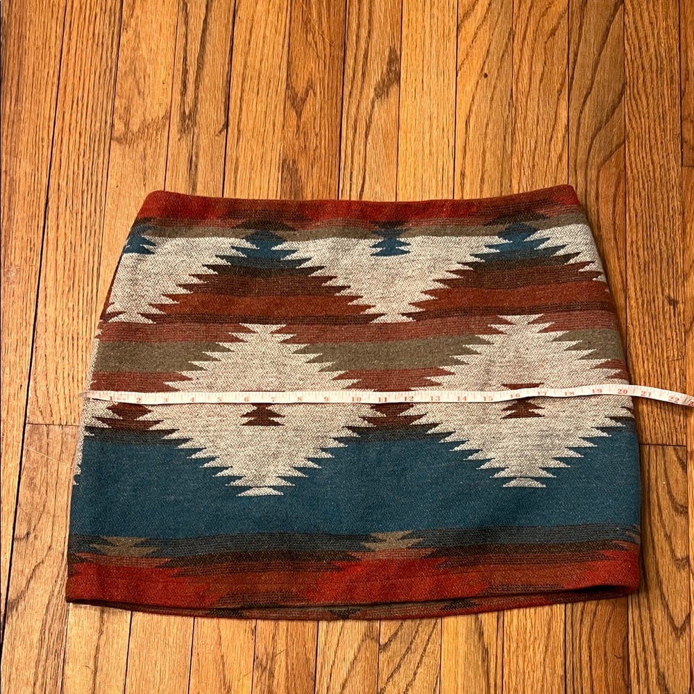 Aztec Patterned Wool Mini Skirt - Tribal Multicolor